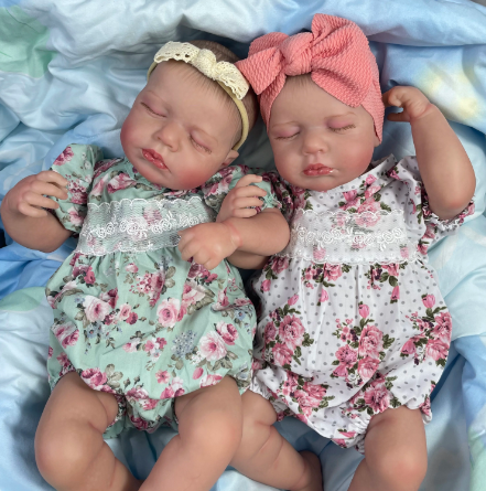 Nyfødt Tvilling Reborn Baby Dukker