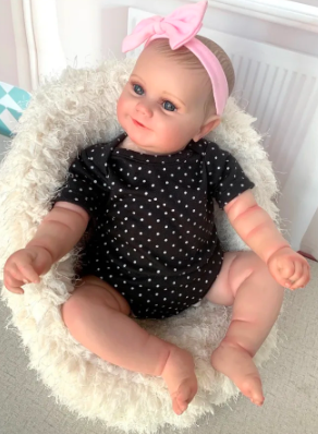 Reborn Baby Doll Maddie smilende jente med synlige årer